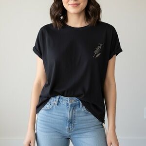 POL Mystery! Hand Dyed Black Cross Large Tee